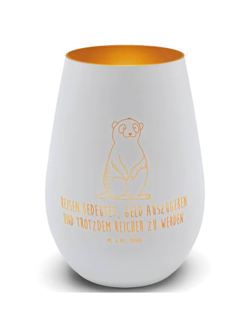 Mr. & Mrs. Panda Windlicht Erdmännchen mit Spruch in Weiß