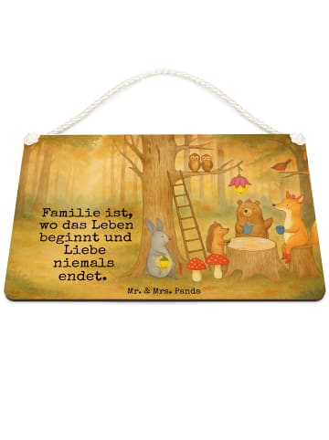 Mr. & Mrs. Panda Holzschild Waldtiere Picknick Design mit Spruch in Weiß