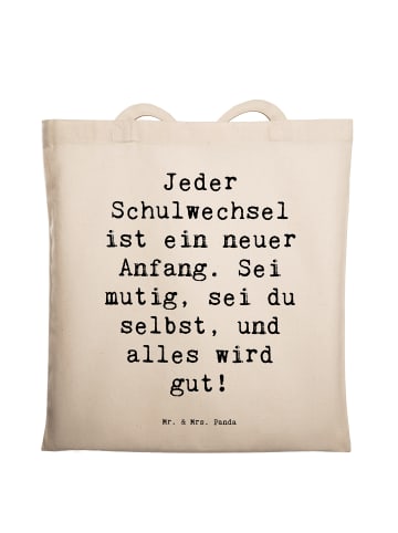 Mr. & Mrs. Panda Schultasche Spruch Einen Schulwechsel bewältige... in Creme