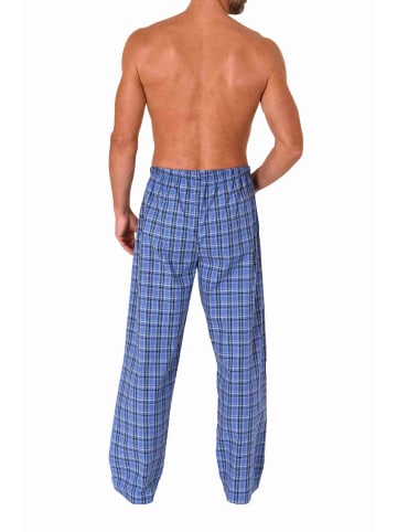 NORMANN Schlafanzug Pyjama Hose lang kariert Baumwolle - 79847 in blau