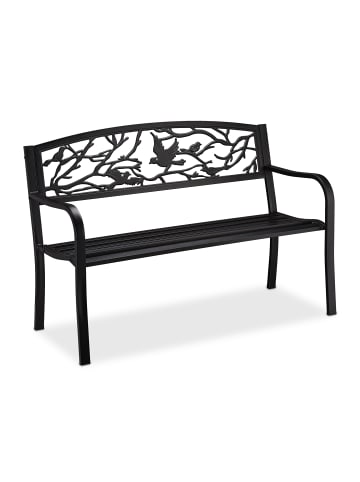 relaxdays Gartenbank 2 Sitzer in Schwarz