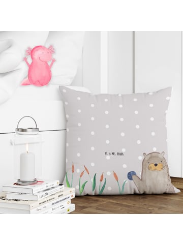 Mr. & Mrs. Panda Zierkissen Otter Stein ohne Spruch in Grau Pastell