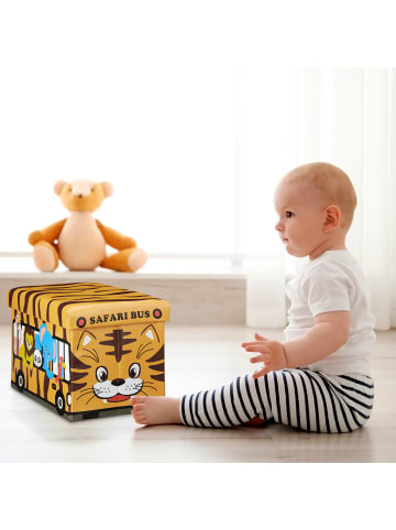 relaxdays Spielzeugkiste Tiger in Braun - (B)48 x (H)32 x (T)32 cm
