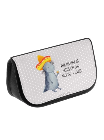 Mr. & Mrs. Panda Make-Up Tasche Axolotl Tequila mit Spruch in Grau Pastell