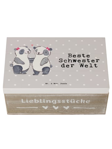 Mr. & Mrs. Panda Aufbewahrungsbox Panda Beste Schwester der Welt... in Grau Pastell