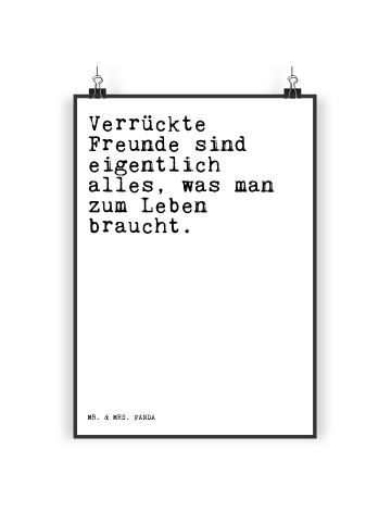 Mr. & Mrs. Panda Wandbild Verrückte Freunde sind eigentlich... m... in Weiß
