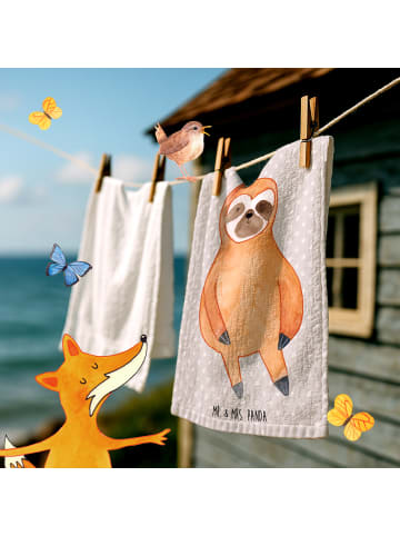 Mr. & Mrs. Panda Handtuch Faultier Zufrieden ohne Spruch in Grau Pastell