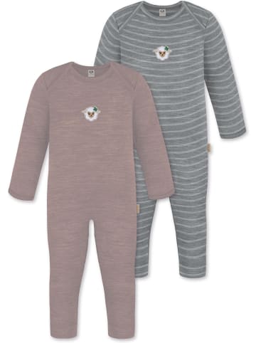 Normani Outdoor Sports 2er Pack Baby Merino Strampler „Waverly“ in Rosa/Grau