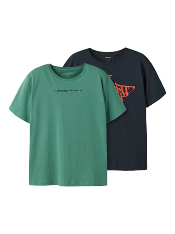 name it 2er Pack Basic T-Shirt Rundhals NKMBENNO in bottle green