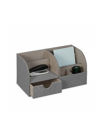 relaxdays Schreibtisch-Organizer "Leinenoptik" in Grau