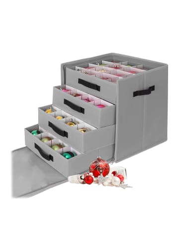 relaxdays Weihnachtskugel-Aufbewahrungsbox in Grau - (B)36,5 x (H)40 x (T)36,5 cm