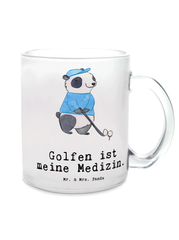 Mr. & Mrs. Panda Tee Tasse Panda Golfen mit Spruch in Transparent
