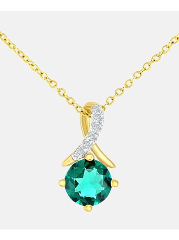 Diamant L'éternel Halskette mit Anhänger aus 375 Gelbgold mit Diamant mit Smaragd gedreht