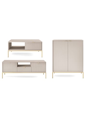 Feldmann-Wohnen Wohnzimmer-Set Nova Kaschmir / Gold 3-teilig