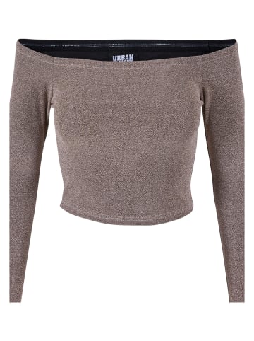 Urban Classics Urban Classics Damen Ladies Off Shoulder Glitter Longsleeve in gold