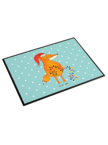 Mr. & Mrs. Panda Schreibunterlage Fuchs Weihnachten ohne Spruch in Türkis Pastell