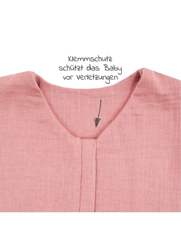 Julius Zöllner Sommerschlafsack mit Füßen / Jumper Musselin in rosa