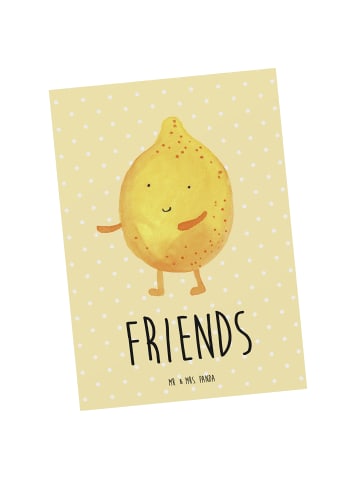Mr. & Mrs. Panda Grußkarte Beste Freunde Zitrone mit Spruch in Gelb Pastell