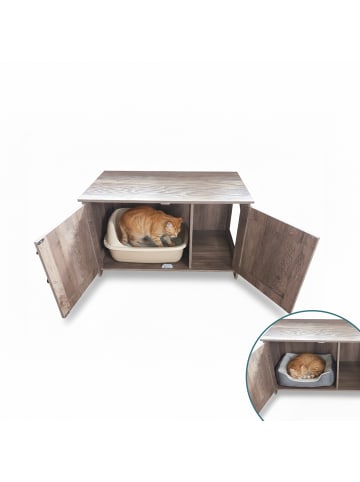 relaxdays Katzenschrank in Braun - (B)78,5 x (H)46 x (T)44,5 cm