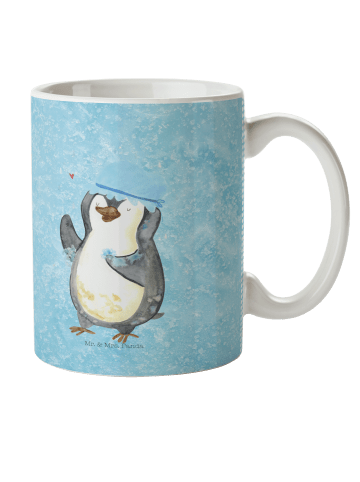 Mr. & Mrs. Panda Kaffeebecher Pinguin Duschen ohne Spruch in Eisblau