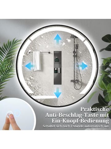 COSTWAY Runder Spiegel mit Beleuchtung 60cm in Schwarz
