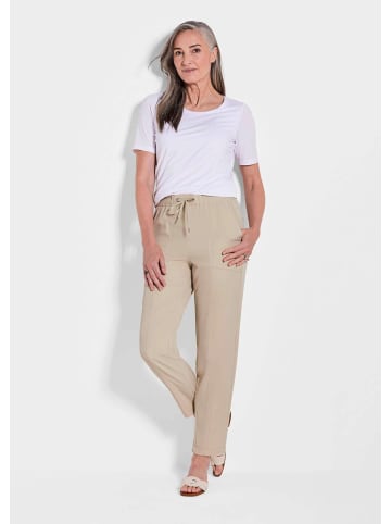 GOLDNER Joggpants Braune Cargo-Schlupfhose SARA in beige