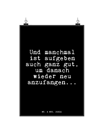 Mr. & Mrs. Panda Bild Und manchmal ist aufgeben... mit Spruch in Schwarz