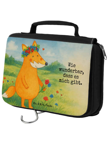Mr. & Mrs. Panda Waschbeutel Fuchs Blumen Design mit Spruch in Weiß