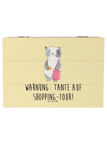 Mr. & Mrs. Panda Schatzkiste Tante Shopping mit Spruch in Gelb Pastell