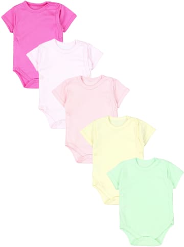 TupTam Baby Mädchen Kurzarm Wickelbody 5er Set in gelb/grün