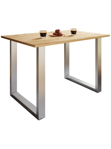 VCM  Premium Esstisch Küchentisch Xona U 110x80 in Silber / Honig-Eiche