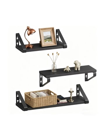 relaxdays 3-tlg. Wandregal Set in Schwarz