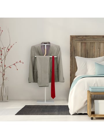relaxdays Herrendiener in Weiß/Natur - (B)48 x (H)107 x (T)20 cm