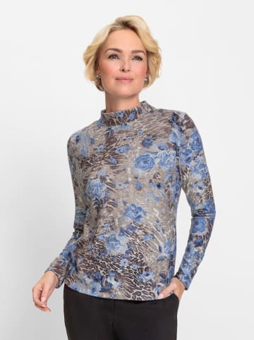 WITT WEIDEN Stehkragenshirt in bleu-sesam-bedruckt