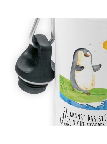 Mr. & Mrs. Panda Kindertrinkflasche Pinguin Surfer mit Spruch in Weiß