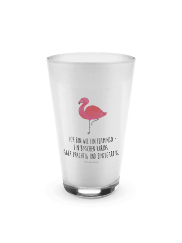 Mr. & Mrs. Panda Blümchentailglas Flamingo Classic mit Spruch in Transparent