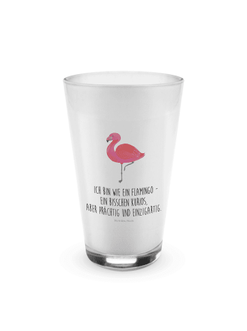 Mr. & Mrs. Panda Glas Flamingo Classic mit Spruch in Transparent