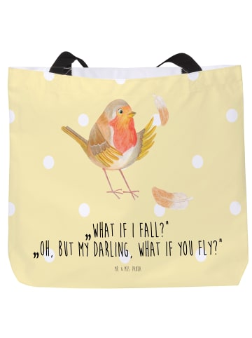 Mr. & Mrs. Panda Reisetasche Rotkehlchen Federn mit Spruch in Gelb Pastell