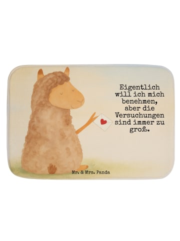 Mr. & Mrs. Panda Badteppich Alpaka Fahne Design mit Spruch in Weiß