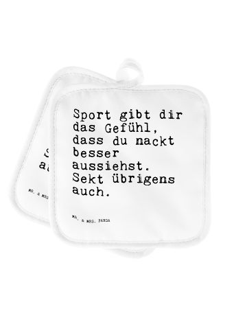 Mr. & Mrs. Panda 2er Set Topflappen Sport gibt dir das... mit Sp... in Weiß