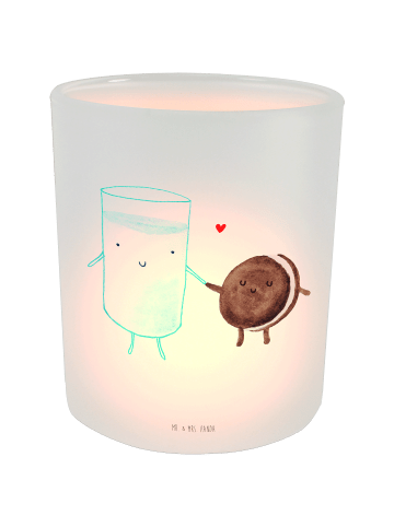 Mr. & Mrs. Panda Kerzenhalter Glas Milch Keks ohne Spruch in Transparent