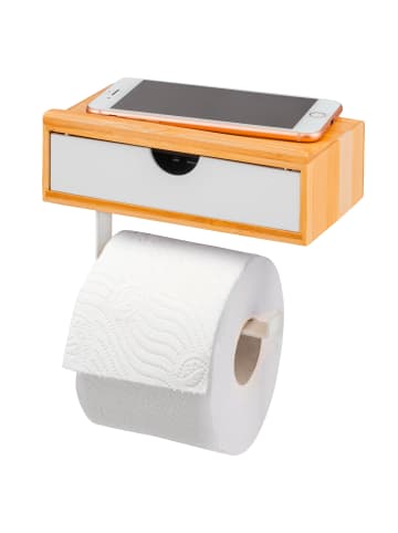 eluno Toilettenpapierhalter 3in1, Bambus in Weiß