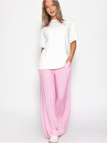 SASSYCLASSY Gestreifte Hose mit weitem Bein in Rosa