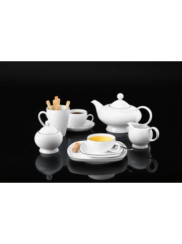 Seltmann Weiden Teetasse mit Untertasse eckig Lido Black Line 200 ml in weiß