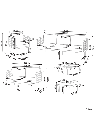 Beliani 5-tlg Lounge Set BARATTI in Braun/Beige