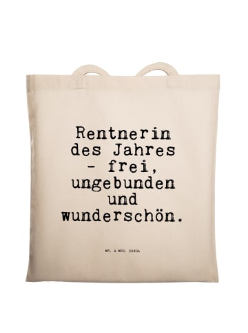Mr. & Mrs. Panda Tragetasche Rentnerin des Jahres -... mit Spruch in Creme