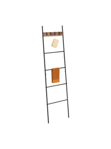 relaxdays Handtuchleiter in Schwarz/ Braun - (B)44 x (H)160,5 cm