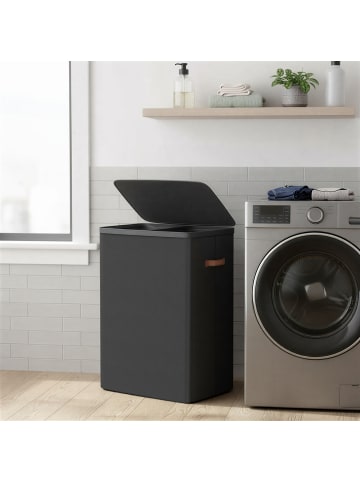SONGMICS Wäschekorb Brosi in Tintenschwarz - (B)40 x (H)75 x (T)56 cm