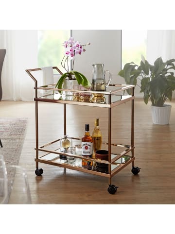 KADIMA DESIGN Goldener Servierwagen: Verspiegeltes Glas, rollbar, stilvoll, vielseitig