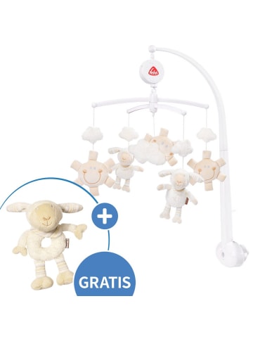 Fehn Musik-Mobile + GRATIS Greifling mit Rassel - Schaf in weiss,beige